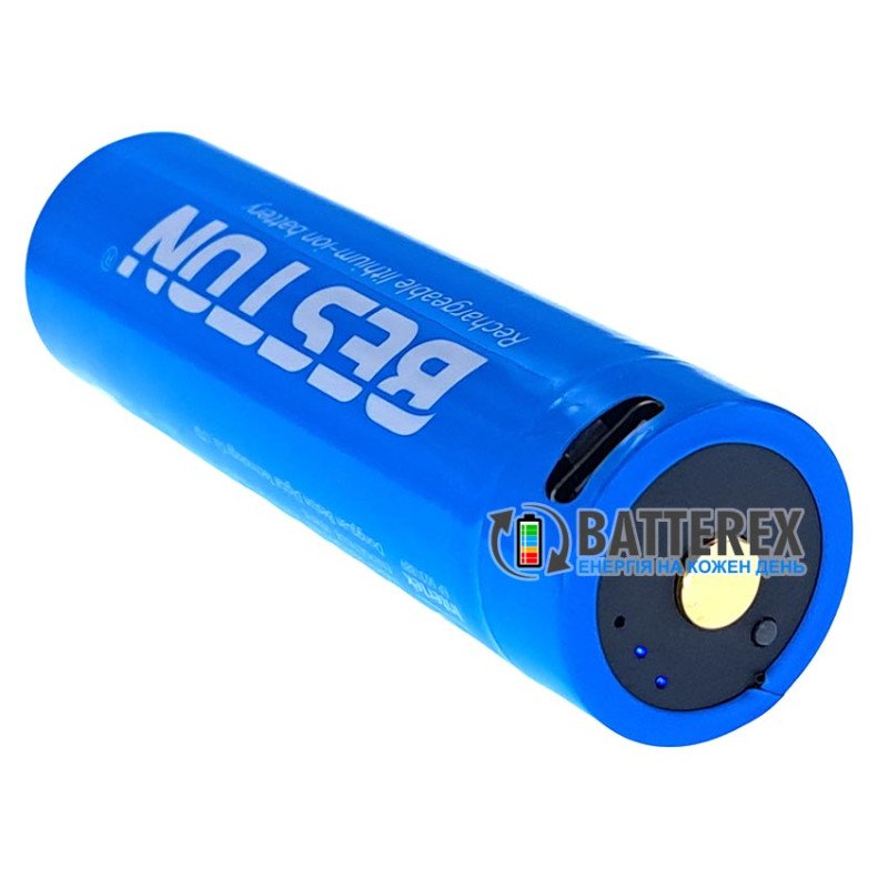 Акумулятор Li-ion 21700 Beston 5000mah 3.6V USB-C Protected із платою захисту, перевіркою рівня заряду та зарядкою від USB Type-C  - упаковка 2 шт. в пластиковому боксі із подвійним кабелем для зарядки