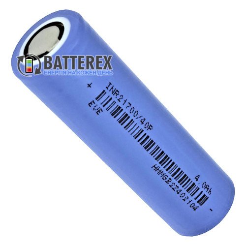 21700 EVE INR21700 40P 4000mAh 3.6V 50A, высокотоковый, оригинал