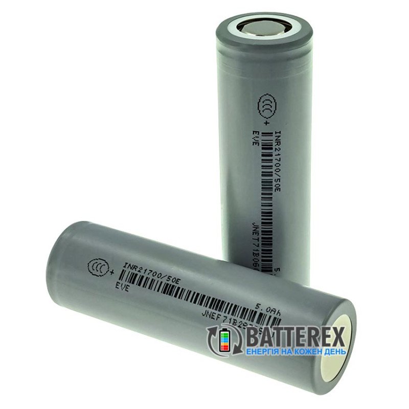 Аккумулятор Li-ion 21700 EVE INR21700 50E 5000mAh 3.6V 15A - постоянный ток до 15A