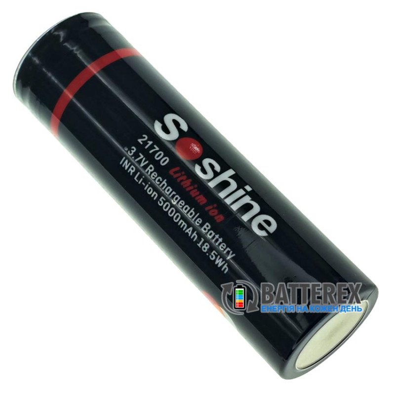 Акумулятор Li-ion 21700 Soshine INR 5000mah 18.5Wh 3.7V 15A