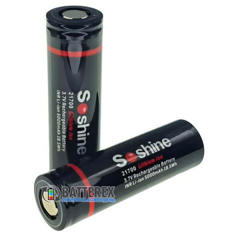 Акумулятор Li-ion 21700 Soshine INR 5000mah 18.5Wh 3.7V 15A