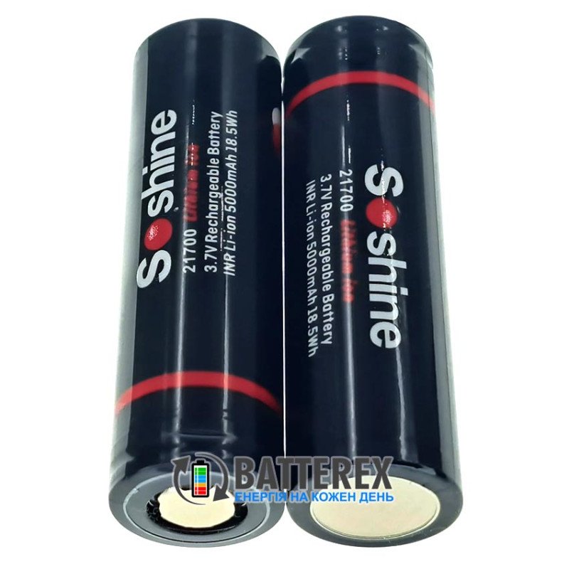 Акумулятор Li-ion 21700 Soshine INR 5000mah 18.5Wh 3.7V 15A