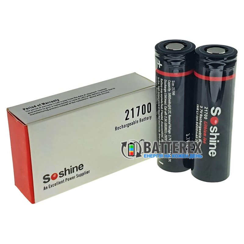 Акумулятор Li-ion 21700 Soshine INR 5000mah 18.5Wh 3.7V 15A