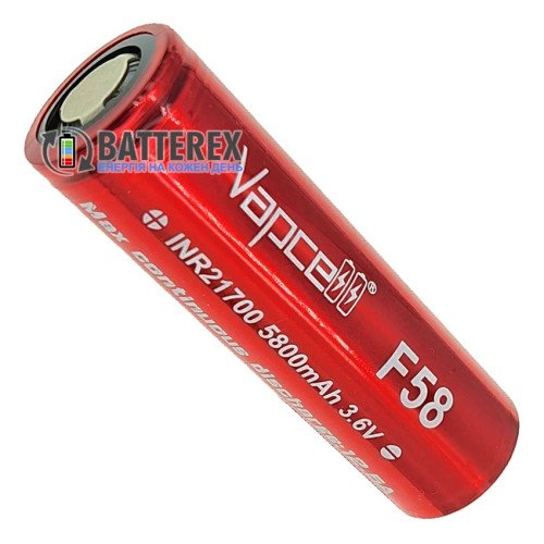 21700 Vapcell INR F58 5800mah 3.6V 12.5A без защиты, реальная высокая ёмкость