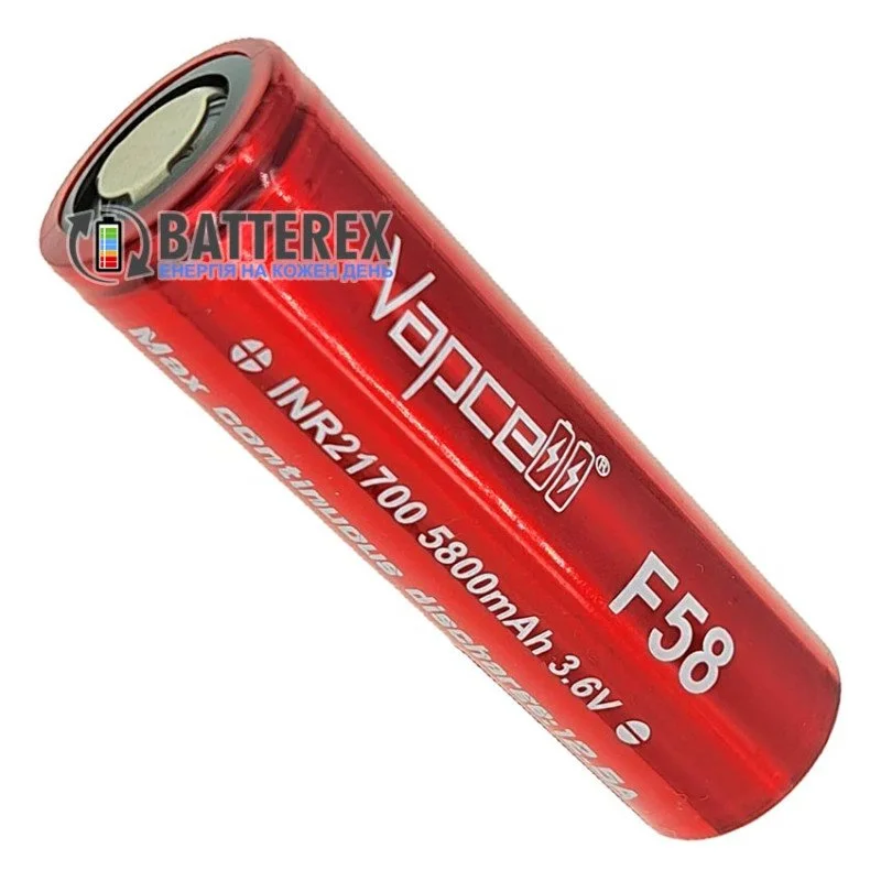 Акумулятор 21700 Vapcell INR F58 5800mah 3.6V 12.5A без захисту