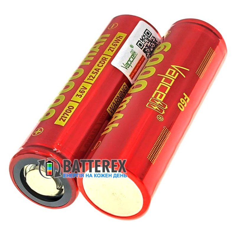 Аккумулятор Li-ion 21700 Vapcell INR F60 6000mah 3.6V 12.5A