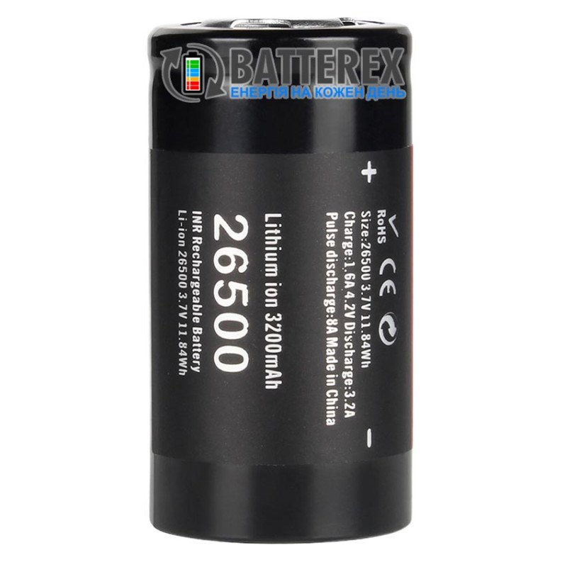 Аккумулятор Li-ion 26500 Soshine 3200mah 3.7V 6.4A без защиты