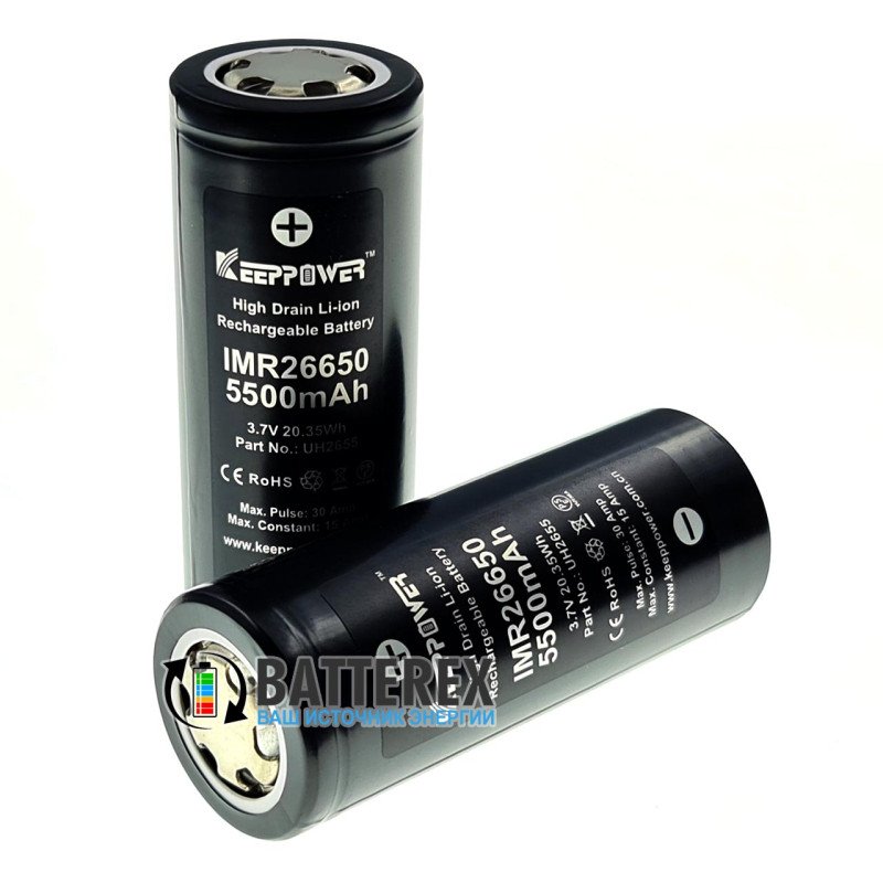 Акумулятор 26650 Keeppower IMR 5500mah 3,7V 15A високострумовий без захисту