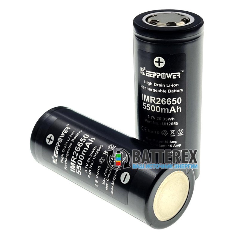 Акумулятор 26650 Keeppower IMR 5500mah 3,7V 15A високострумовий без захисту