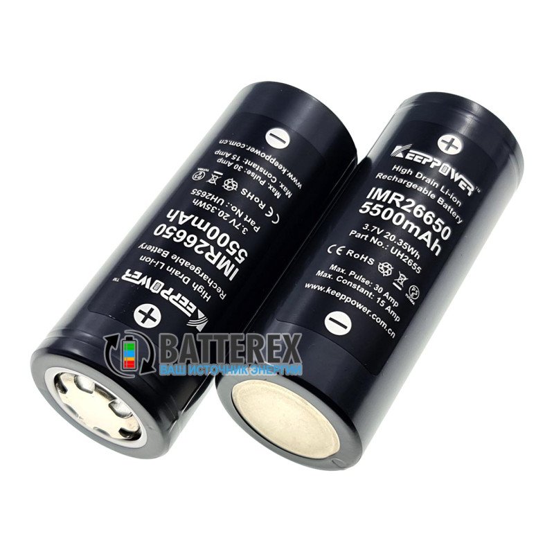 Акумулятор 26650 Keeppower IMR 5500mah 3,7V 15A високострумовий без захисту