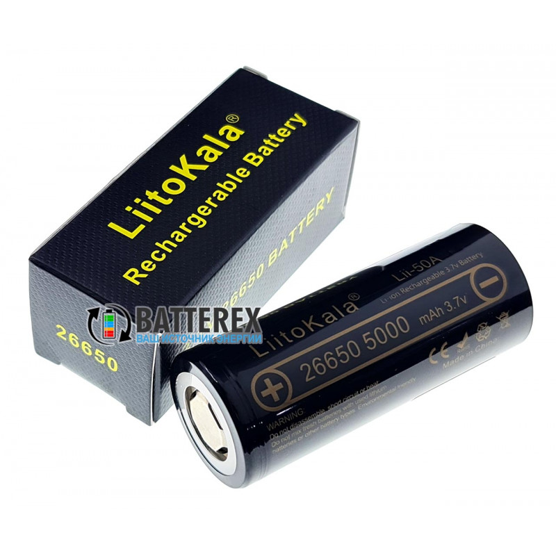 Аккумулятор 26650 Liitokala Lii-50A INR 5000mah 3.7V 10/25A высокотоковый - оригинал