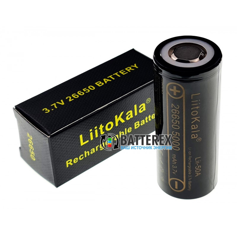 Аккумулятор 26650 Liitokala Lii-50A INR 5000mah 3.7V 10/25A высокотоковый - оригинал