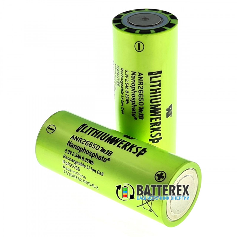 Аккумулятор 26650 Lithium Werks ANR26650M1-B Nanophosphate LiFePO4 2500mah 3,3V 50A высокотоковый