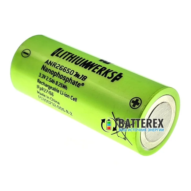 Аккумулятор высокотоковый 26650 LiFePO4 Lithium Werks 2500mah 3,3V