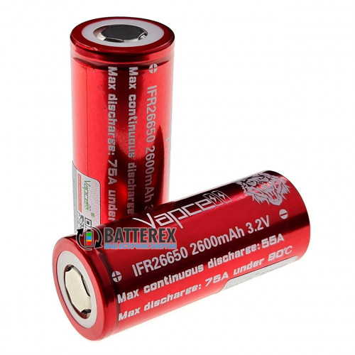 26650 LiFePO4 Vapcell IFR26650 2600mah 3.2V высокотоковый 55/75A