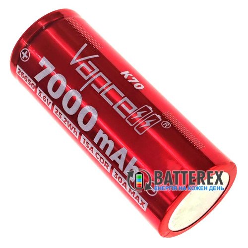 26650 Vapcell INR K70 7000mah 3.6V 15/30A високотоковий без захисту