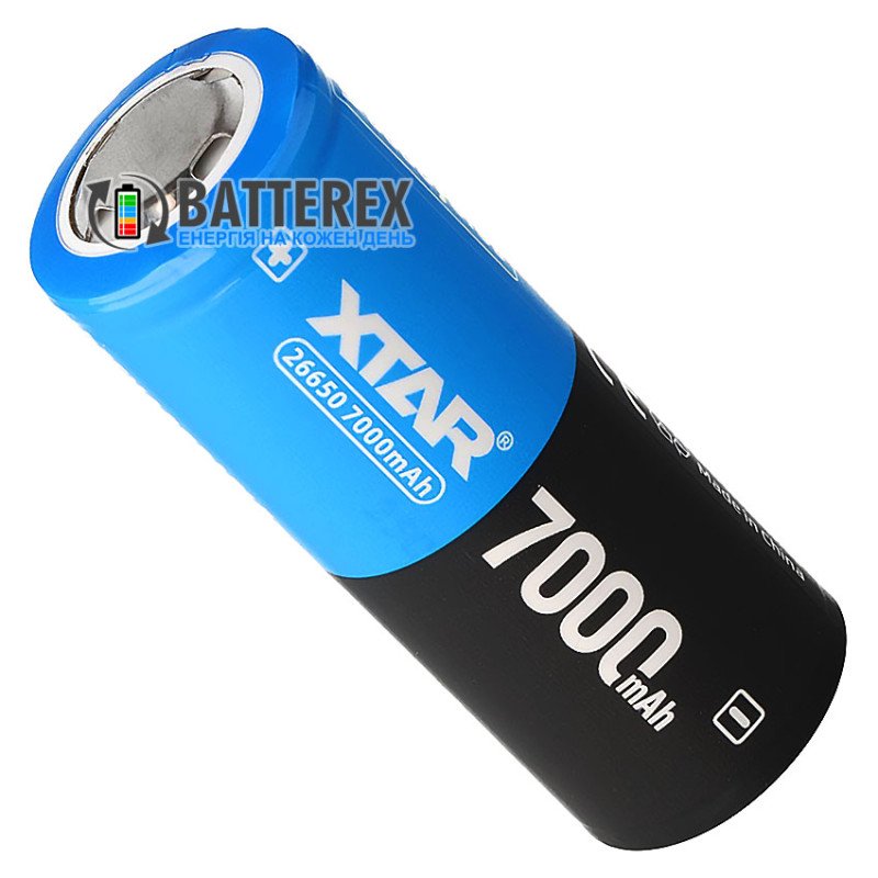 Аккумулятор Li-ion 26650 XTAR 7000mah 3.6V 10A Protected с платой защиты, высокая реальна ёмкость