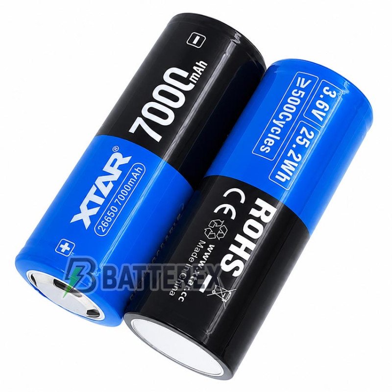 Акумулятор Li-ion 26650 XTAR 7000mah 3.6V 10A Protected із платою захисту, висока реальна ємність