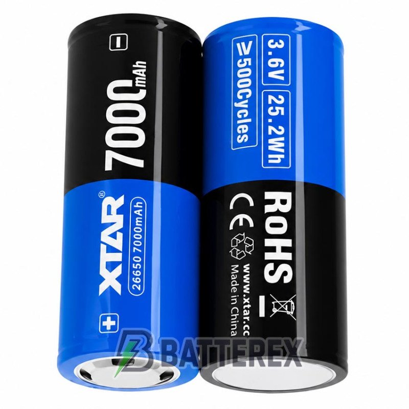 Акумулятор Li-ion 26650 XTAR 7000mah 3.6V 10A Protected із платою захисту, висока реальна ємність