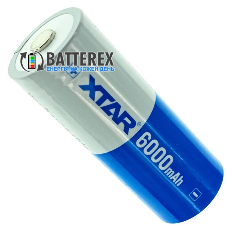 Акумулятор Li-ion 26650 XTAR 6000mah 21.6Wh 3.6V 10A Protected із платою захисту, висока реальна ємність