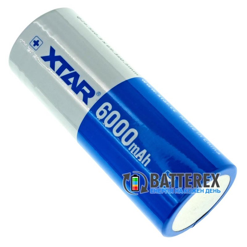 Акумулятор Li-ion 26650 XTAR 6000mah 21.6Wh 3.6V 10A Protected із платою захисту, висока реальна ємність