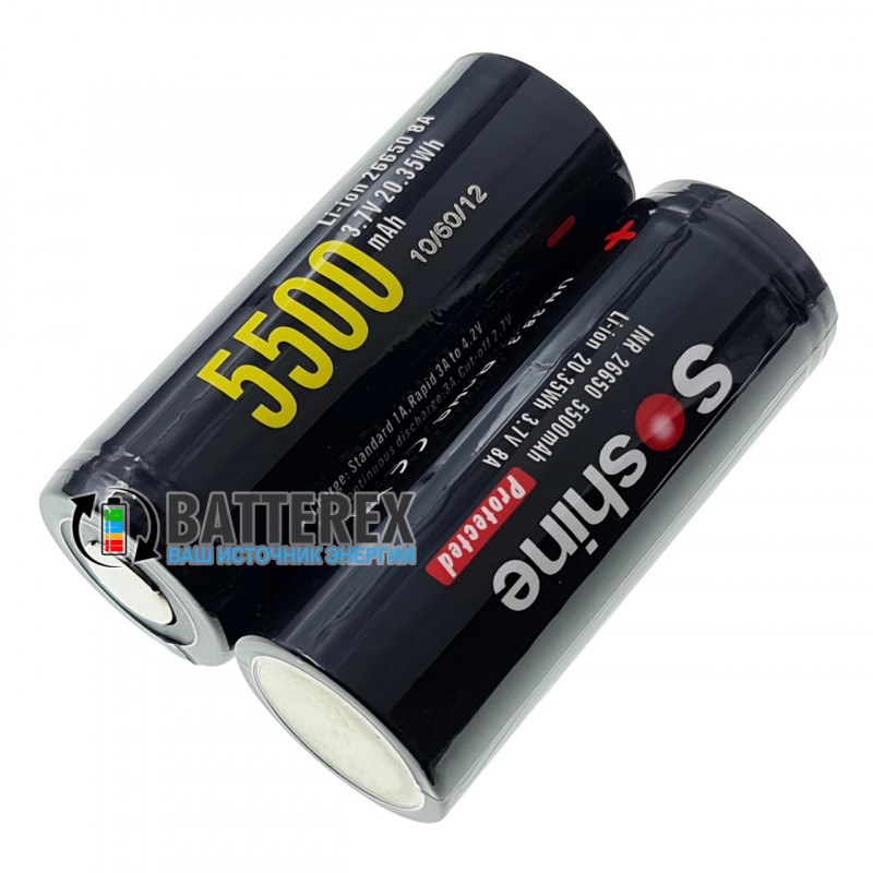 Акумулятор Li-ion 26650 Soshine 5500mah 3.7V 5A Protected із захистом