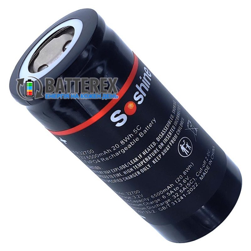 Акумулятор LiFePO4 32700 Soshine IFR32700 6500mah 3.2V 32A високотоковий