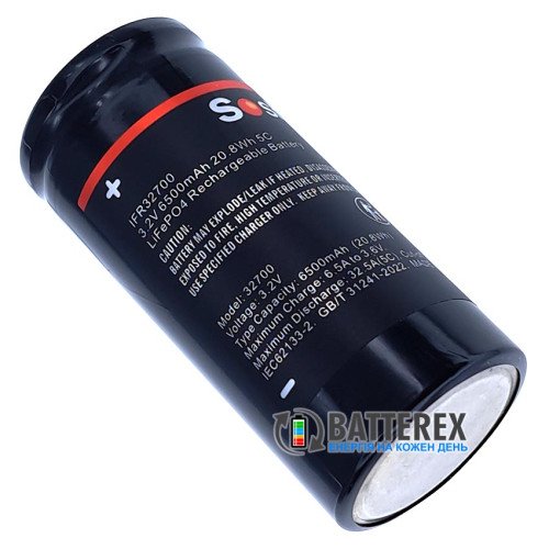32700 LiFePO4 Soshine IFR32700 6500mah 3.2V 32A високотоковий