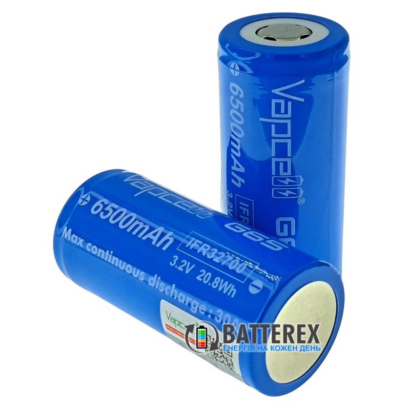 Акумулятор LiFePO4 32700 Vapcell G65 6500mah 3.2V 30A високотоковий