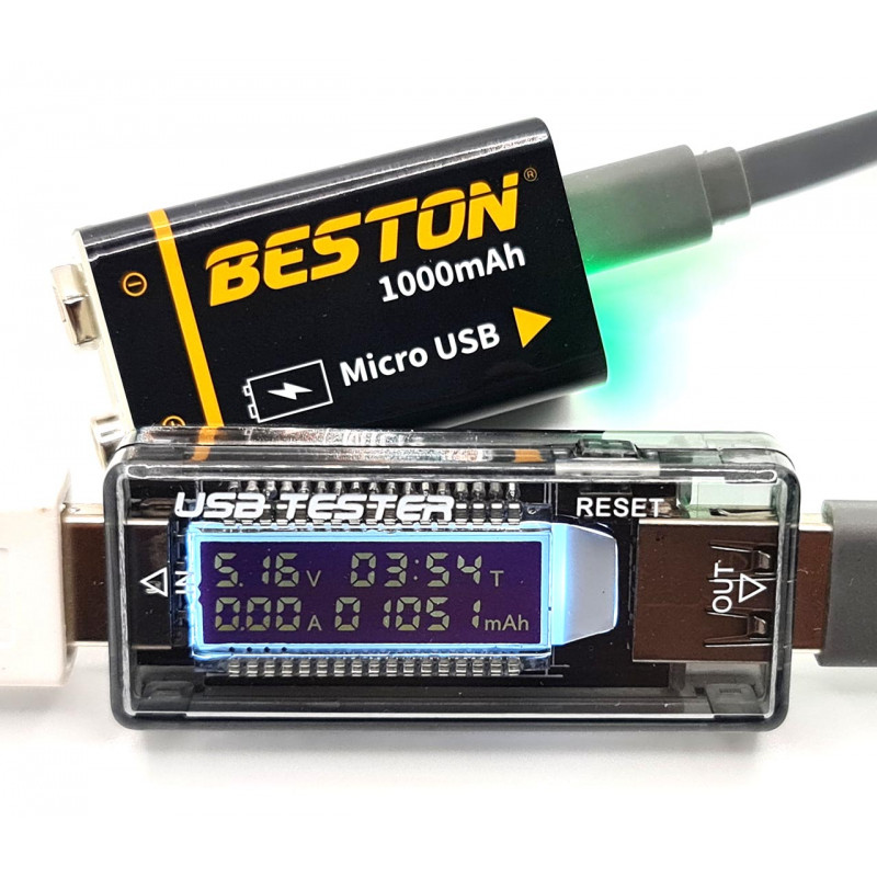 Аккумулятор Крона Li-ion Beston 9V 1000mah с зарядкой от micro USB