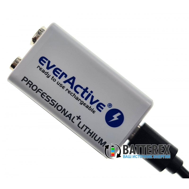 Аккумулятор Крона Li-ion Everactive 9V 550mah с зарядкой от micro USB