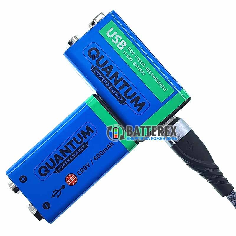 USB аккумулятор Крона Li-Ion Quantum 9V 600mah с портом Type-C для зарядки + бокс для хранения
