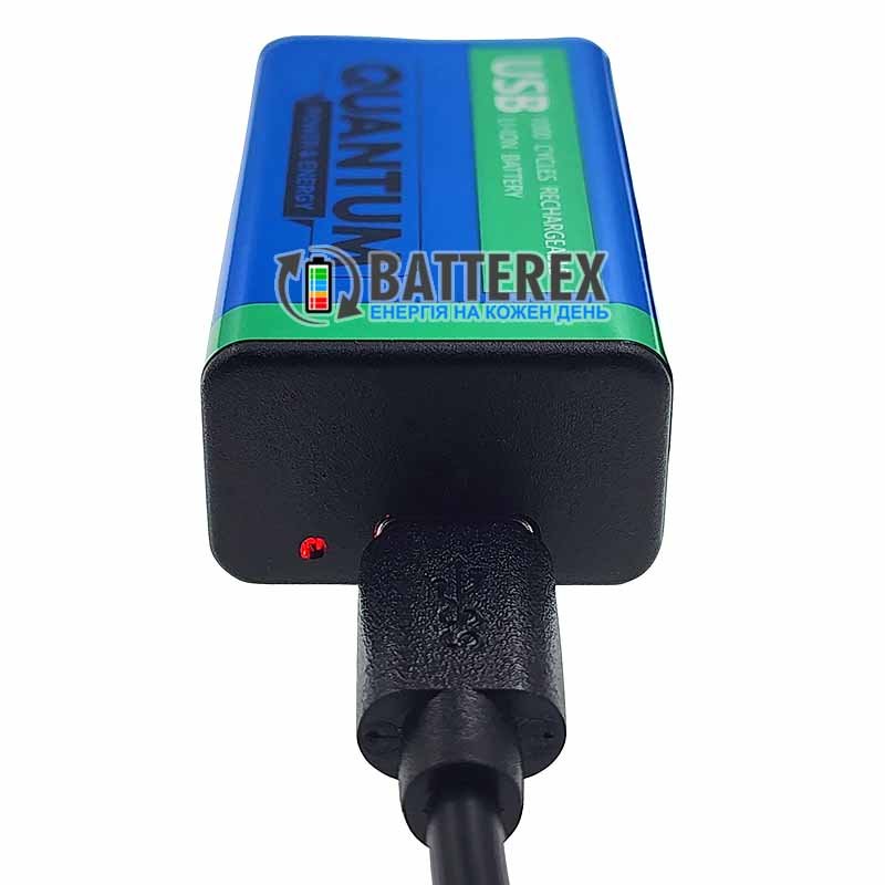 USB аккумулятор Крона Li-Ion Quantum 9V 600mah с портом Type-C для зарядки + бокс для хранения