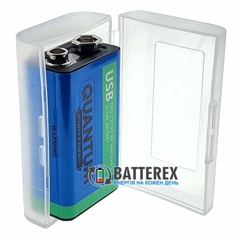 USB аккумулятор Крона Li-Ion Quantum 9V 600mah с портом Type-C для зарядки + бокс для хранения