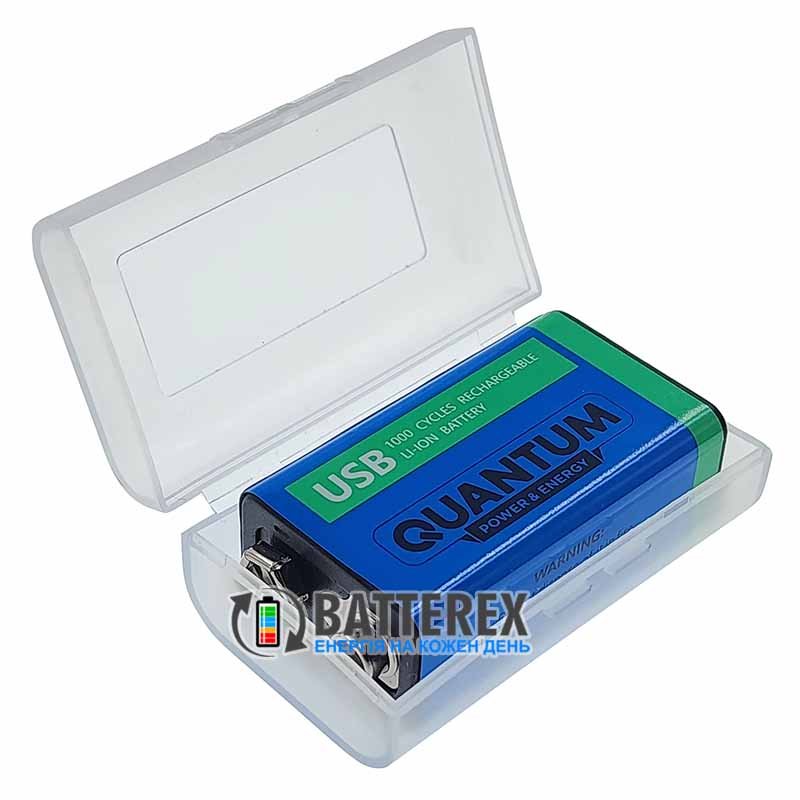 USB аккумулятор Крона Li-Ion Quantum 9V 600mah с портом Type-C для зарядки + бокс для хранения