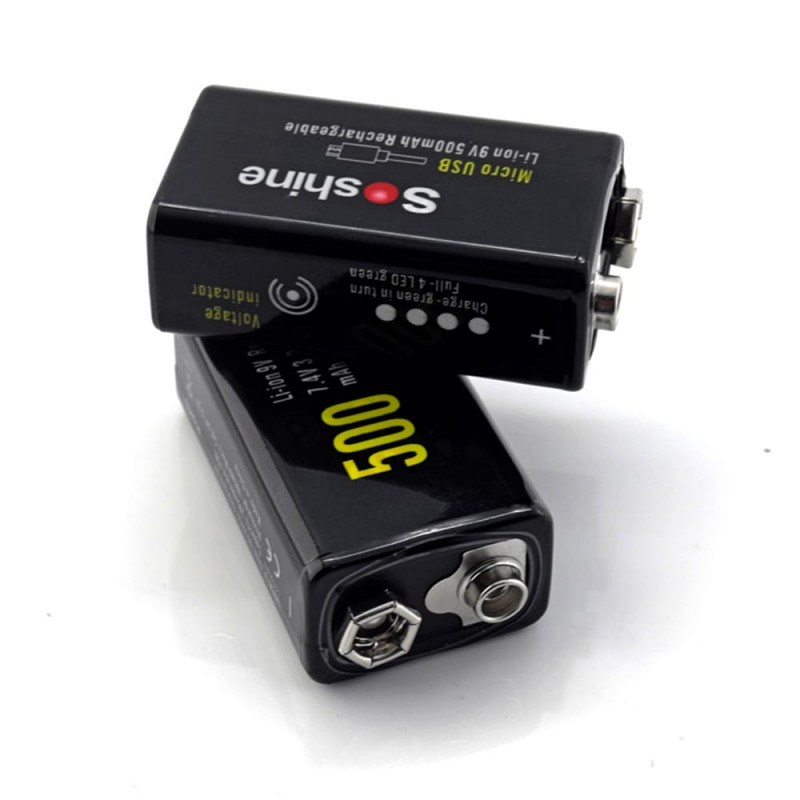 USB аккумулятор Крона Li-Ion Soshine 9V 500mah с зарядкой от micro-USB и индикатором уровня заряда + бокс