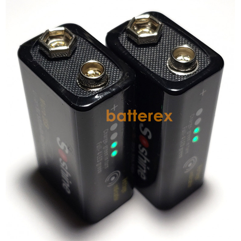 USB аккумулятор Крона Li-Ion Soshine 9V 500mah с зарядкой от micro-USB и индикатором уровня заряда + бокс