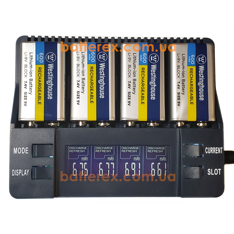4 аккумулятора Крона Li-ion Westinghouse 9V 600 mah и зарядное устройство Westinghouse WBC-012-DB - комплект со скидкой
