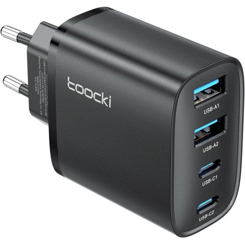 ﻿﻿Зарядний пристрій Toocki 40W GaN (2×USB-C + 2×USB-A)