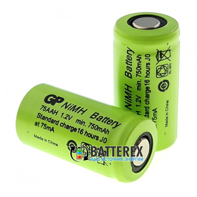 Аккумулятор промышленный 2/3 AA GP 750mah 1.2V 75AAH NiMH с плоским контактом плюс Flat Top