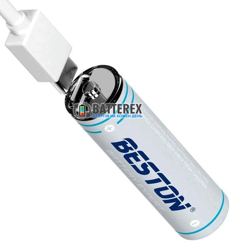 Литий-ионный аккумулятор AA Li-ion Beston 1.5V 220mWh 1460mAh с зарядкой от USB Type-C, поштучно от 1 шт.