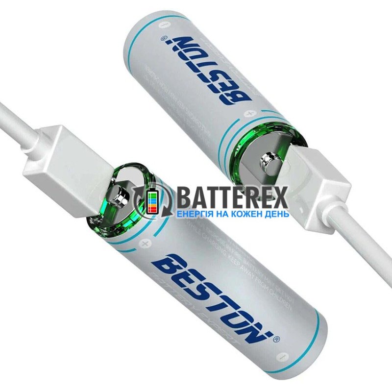 Литий-ионный аккумулятор AA Li-ion Beston 1.5V 220mWh 1460mAh с зарядкой от USB Type-C, поштучно от 1 шт.
