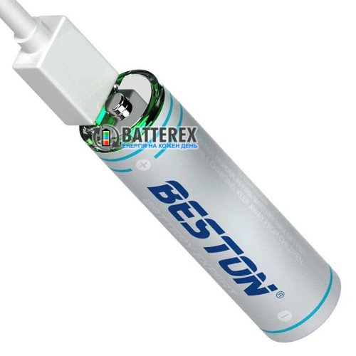 AA Li-ion Beston 2200mWh 1460mAh 1.5V Protected USB Type-C - AA Li-ion аккумулятор с защитой и зарядкой от USB Type-C, поштучно от 1 шт.