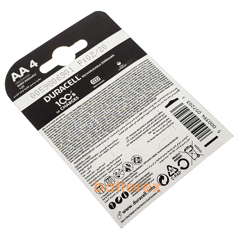 Акумулятори AA Duracell 2500 mAh - 4 шт. у блістері