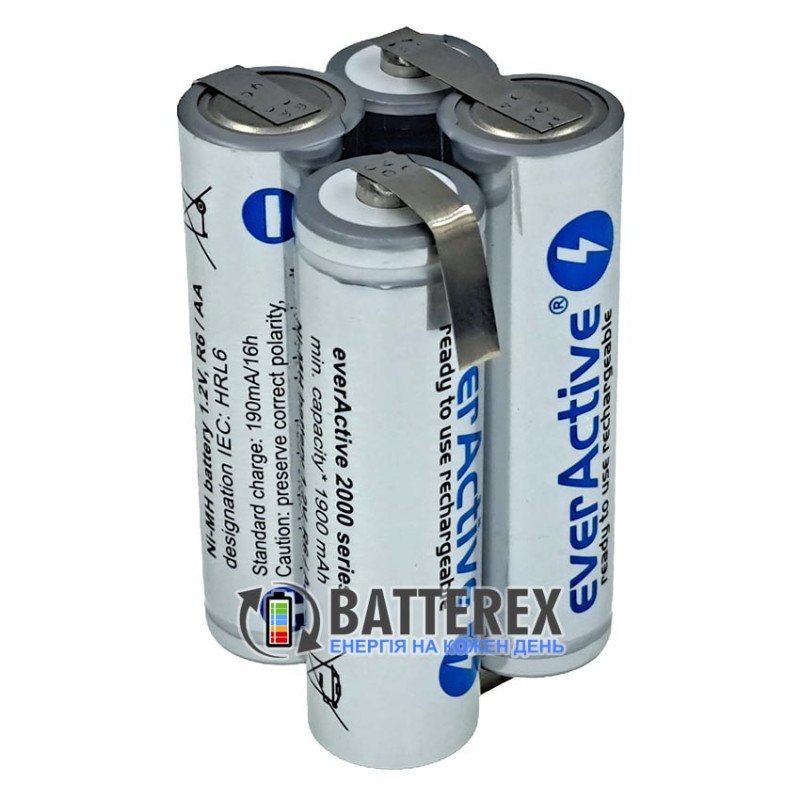Сборка 4xAA 4.8V 2000mah из 4х аккумуляторов AA EverActive 2000mah, прямоугольная форма 2х2