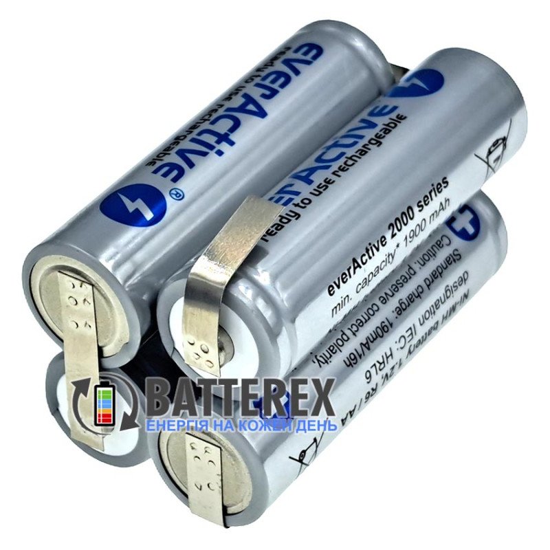 Сборка 4xAA 4.8V 2000mah из 4х аккумуляторов AA EverActive 2000mah, прямоугольная форма 2х2