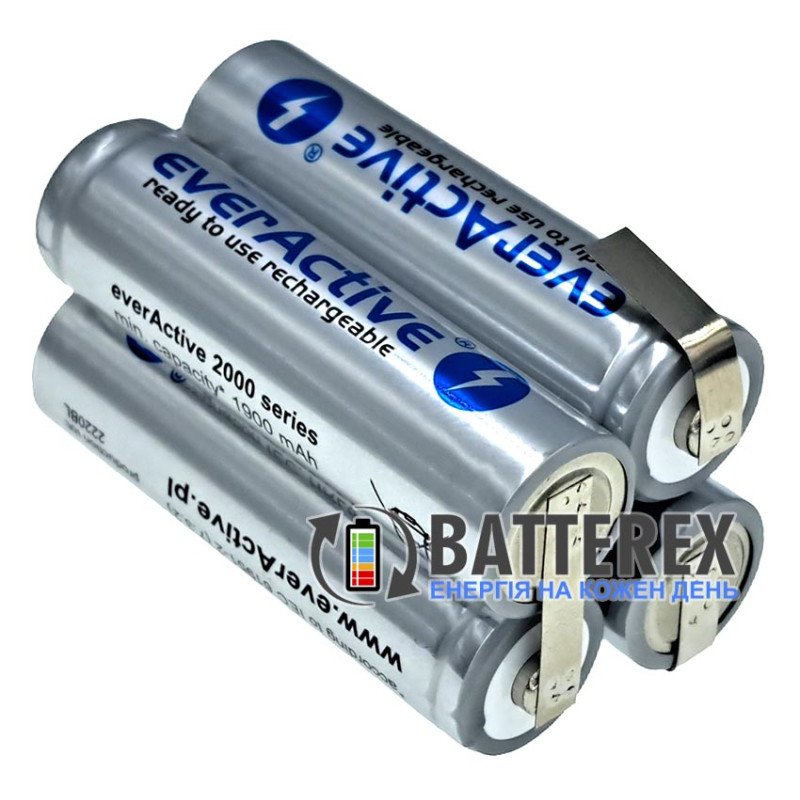 Сборка 4xAA 4.8V 2000mah из 4х аккумуляторов AA EverActive 2000mah, прямоугольная форма 2х2