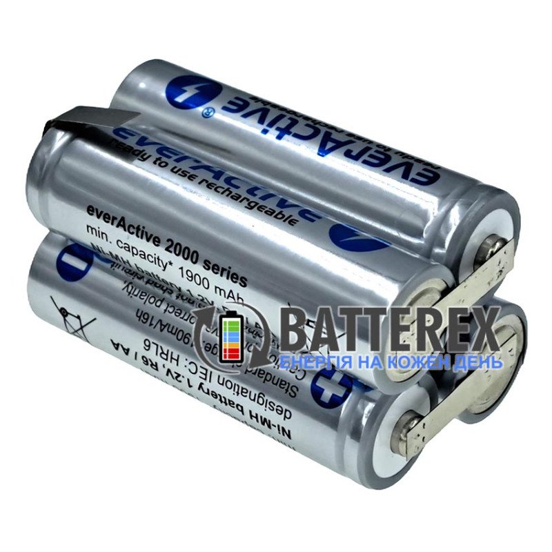 Сборка 4xAA 4.8V 2000mah из 4х аккумуляторов AA EverActive 2000mah, прямоугольная форма 2х2