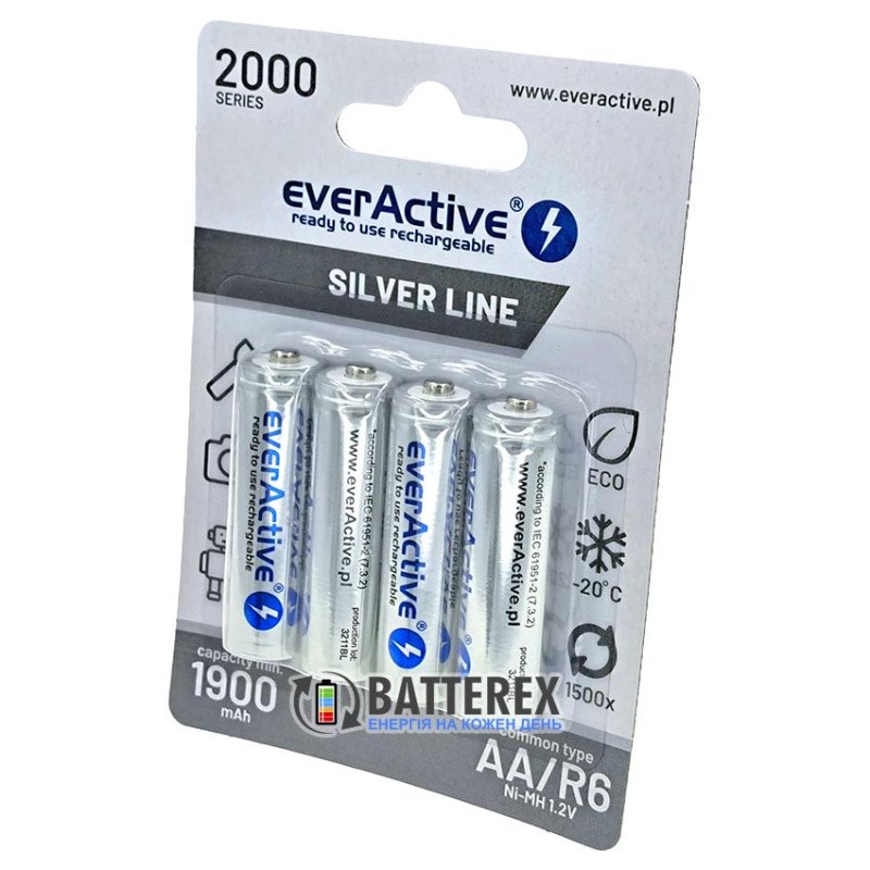 АА акумулятори EverActive 2000 mah Silver Line - 4 шт. у блістері