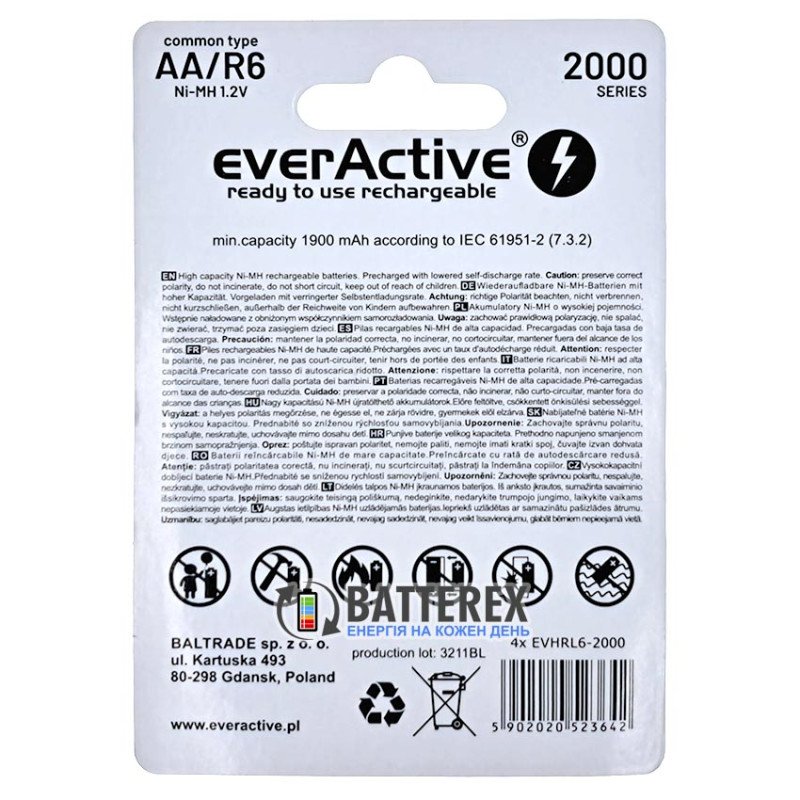 АА акумулятори EverActive 2000 mah Silver Line - 4 шт. у блістері